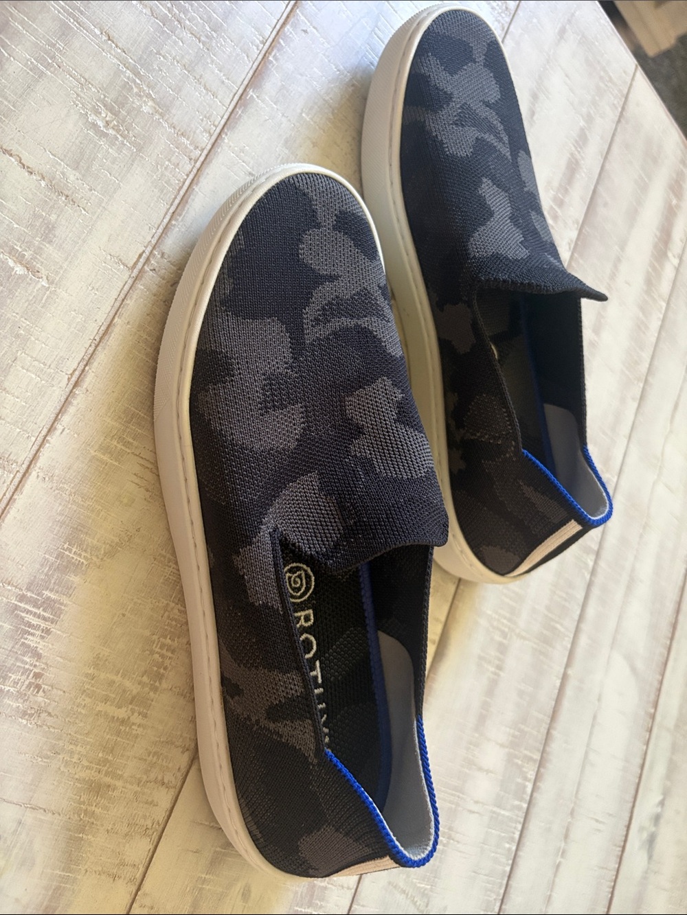 Rothy's Women’s Slip-On Sneakers in Black and Gray Camo - Picture 2 of 4